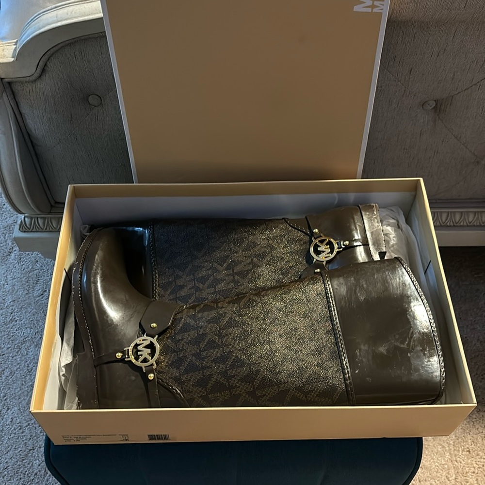Michael Kors Brown Fulton Harness tall Rainboot